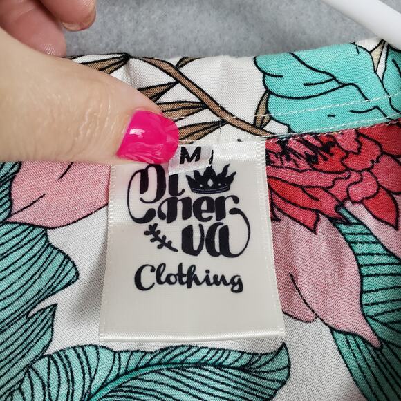 Mi Ner Va Size M Hawaiian Button Up Boxy Crop Bloomcore Colorful‎ Whimsical - Picture 4 of 7